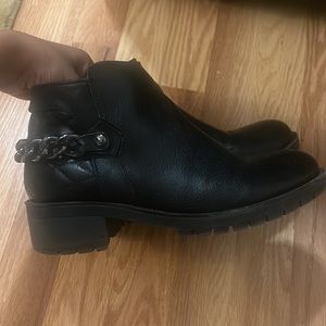 G by Guess Black Ankle Boots with Quilt and Chain detail
